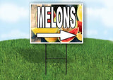 MELONS RIGHT ARROW WITH WHITE  Yard Sign Road with Stand LAWN SIGN Single sided