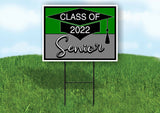 CLASS 2022 SENIOR GREEN SILVER Yard Sign with Stand LAWN SIGN
