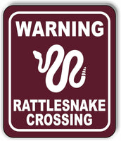 WARNING RATTLESNAKE CROSSING TRAIL Metal Aluminum composite sign