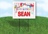 SEAN HAPPY BIRTHDAY BALLOONS 18 in x 24 in Yard Sign Road Sign with Stand
