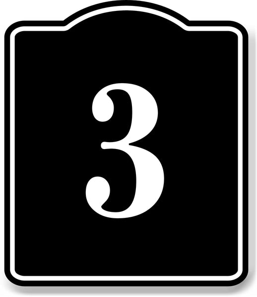 3 Bay Garage Door Plate Field Lane Gate Number BLACK Aluminum Composite Sign