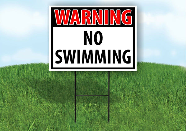 WARNING NO SWIMMING RED Plastic Yard Sign ROAD SIGN with Stand