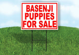 Basenji PUPPIES FOR SALE RED Yard Sign Road with Stand LAWN SIGN
