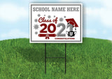 School Name Here Class of 2021 Gray Burgundy Graduation Yard Sign with Stand