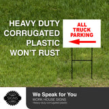 ALL TRUCK PARKING LEFT arrow red Yard Sign with Stand LAWN SIGN