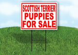 Scottish Terrier PUPPIES FOR SALE RED Yard Sign Road with Stand LAWN SIGN