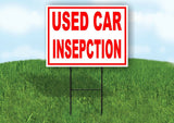 USED CAR INSPECTION RED WHITE Yard Sign Road with Stand LAWN SIGN