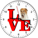 Borzoi Park Cute Puppy Dog kitchen living room Wall Clock
