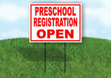 PRESCHOOL REGISTRATION OPEN RED WHITE Yard Sign Road with Stand LAWN SIGN