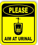 PLEASE AIM AT URINAL Toilet Metal Aluminum Composite Funny bathroom Sign