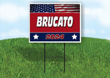 BRUCATO FLAG RED 2024 18inx24in Yard Road Sign w/ Stand