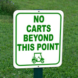 NO GOLF CARTS BEYOND THIS POINT GREEN Metal Aluminum composite sign