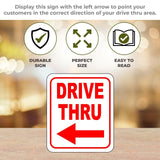 DRIVE THRU LEFT ARROW RED Metal Aluminum composite sign