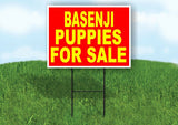 Basenji PUPPIES FOR SALE YELLOW RED Yard Sign Road with Stand LAWN SIGN