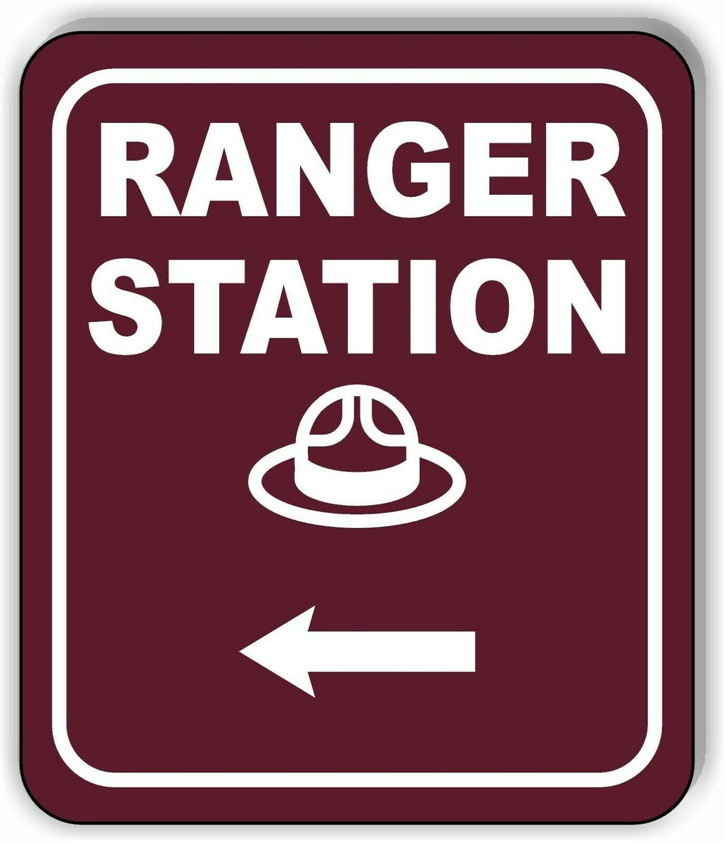 RANGER STATION DIRECTIONAL LEFT ARROW CAMPING Aluminum composite sign ...
