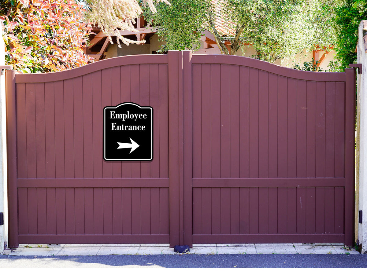 Employee Entrance Right Arrow BLACK Aluminum Composite Sign – Work ...