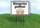 biergarten geöffnet BEER MUGS BLACK BORDER Yard Sign Road with Stand LAWN SIGN