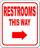 RESTROOMS THIS WAY DIRECTIONAL RED 8 Arrow Variations Aluminum composite sign