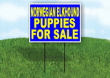 Norwegian Elkhound PUPPIES FOR SALE YELLOW Yard Sign Road with Stand LAWN SIGN