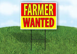 FARMER WANTED RED AND YELLOW Yard Sign Road with Stand LAWN SIGN