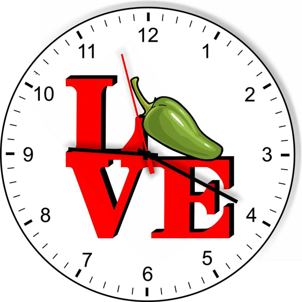 I Love Jalapenos Love Park Funny Kitchen Living room Wall Clock