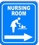 NURSING ROOM RIGHT ARROW BLUE Metal Aluminum composite sign