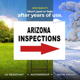 INSPECTIONS RIGHT ARROW RED_ ARIZONA Yard Sign with Stand LAWN SIGN