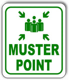 MUSTER POINT HERE green SAFTY STATION Aluminum Composite Sign