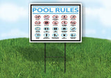 POOL RULES DOS AND DONTS Yard Sign Road with Stand LAWN SIGN