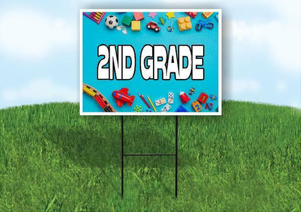 2ND GRADE Yard Sign Road with Stand LAWN SIGN