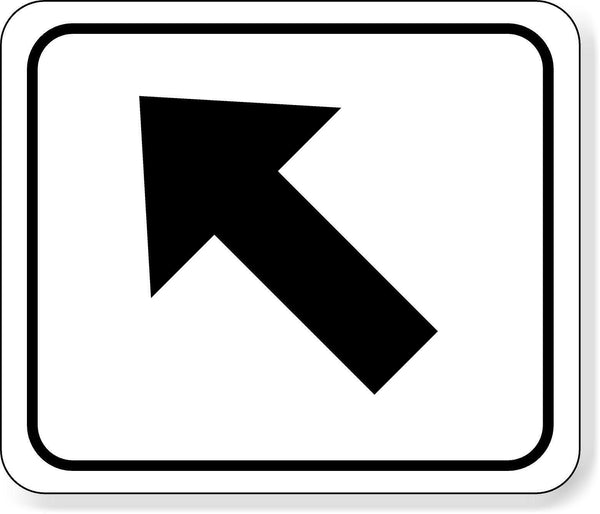 supplemental directional black diagonal left arrow Metal Aluminum Composite Sign