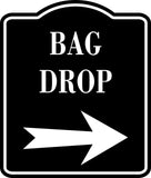 Bag Drop Golf Course Right Arrow BLACK  Aluminum Composite Sign