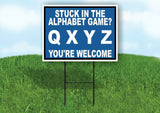 STUCK ALPHABET GAME Q X Y Z Yard Sign with Stand LAWN SIGN