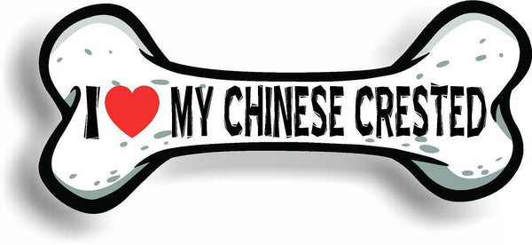 I Love My Chinese Crested Car Magnet Bumper Sticker 3"x7"