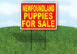Newfoundland PUPPIES FOR SALE YELLOW RED Yard Sign Road with Stand LAWN SIGN