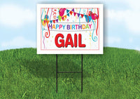 GAIL HAPPY BIRTHDAY BALLOONS 18 in x 24 in Yard Sign Road Sign with Stand