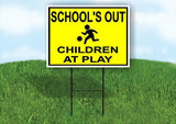 SCHOOLS OUT children at play 18 in x 24 in Yard Sign Road Sign with Stand