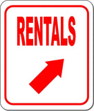 RENTALS DIRECTIONAL RED 8 Arrow Variations Metal Aluminum composite sign