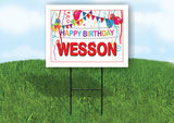WESSON HAPPY BIRTHDAY BALLOONS 18 in x 24 in Yard Sign Road Sign with Stand