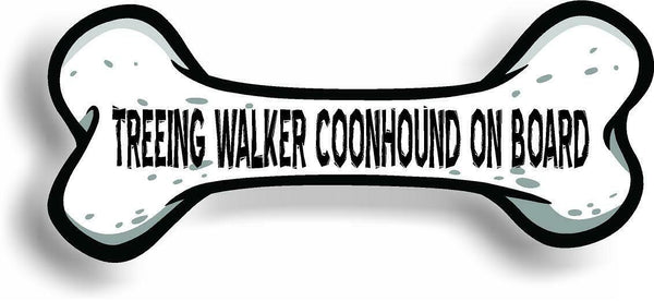 Dog on Board Treeing Walker Coonhound Bone Car Magnet Bumper Sticker 3"x7"