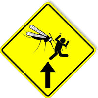 Mosquito crossing Man attack Hilarious funny Aluminum composite sign