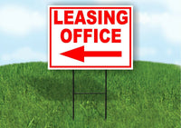 LEASING OFFICE LEFT arrow red Yard Sign Road with Stand LAWN SIGN Single sided