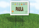 PAULA WELCOME BABY GREEN  18 in x 24 in Yard Sign Road Sign with Stand