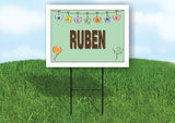RUBEN WELCOME BABY GREEN  18 in x 24 in Yard Sign Road Sign with Stand