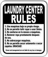 LAUNDRY CENTER RULES IN SPANISH Aluminum composite sign laundry mat