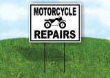 MOTORCYCLE REPAIRS MOTORCYCLE PICTURE BLACK Yard Sign with Stand LAWN SIGN