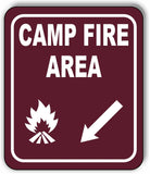 CAMPFIRE AREA DIRECTIONAL ARROW TRAIL 8 Variations Metal Aluminum composite sign