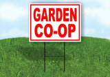 GARDEN CO-OP RED WHITE Yard Sign Road with Stand LAWN SIGN