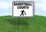BASKETBALL COURTS WITH BLACK BORDER Yard Sign with Stand LAWN SIGN