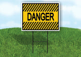 DANGER YELLOW BLACK STRIPE Yard Sign with Stand LAWN SIGN